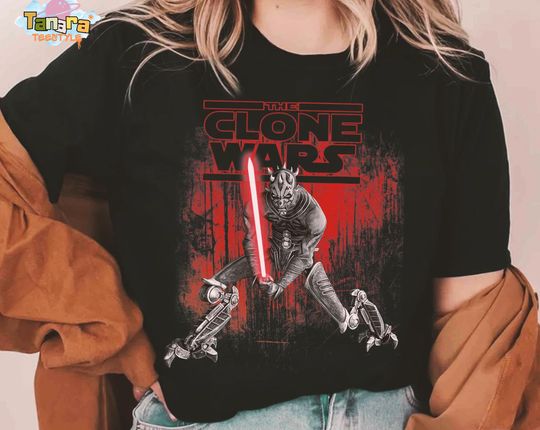 Retro 90s Star Wars Clone Wars Darth Maul Lightsaber T-Shirt, Galaxy's Edge Disneyland Gift, Perfect for Star Wars Fans, Holiday