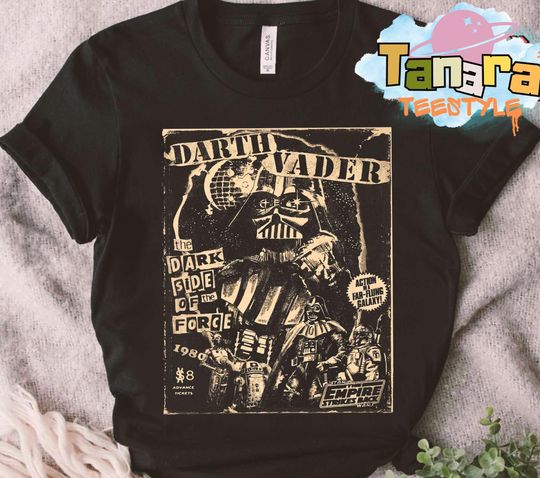 Discover Star Wars Darth Vader T-Shirt, Dark Side Of The Force Design, Retro 80s Galaxy's Edge Gift, Perfect for Family Birthday and Fan Celebration
