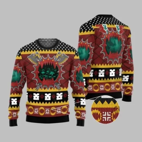 Discover 2025 Christmas Warhammer Chaos Space Marine World Eaters Iconic Ugly Sweater