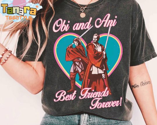 Retro 90s Coquette Star Wars Obi & Ani T-Shirt, Best Friends Forever, May the Fourth Be With You, Galaxy's Edge