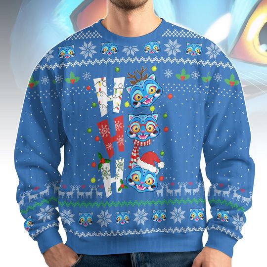 Discover Christmas Santa Tiger Ugly Sweater, Demon Tiger Xmas Sweater, Demon Hunter Sweatshirt, Blue Tirger Christmas Sweater, Winter Holiday Shirt