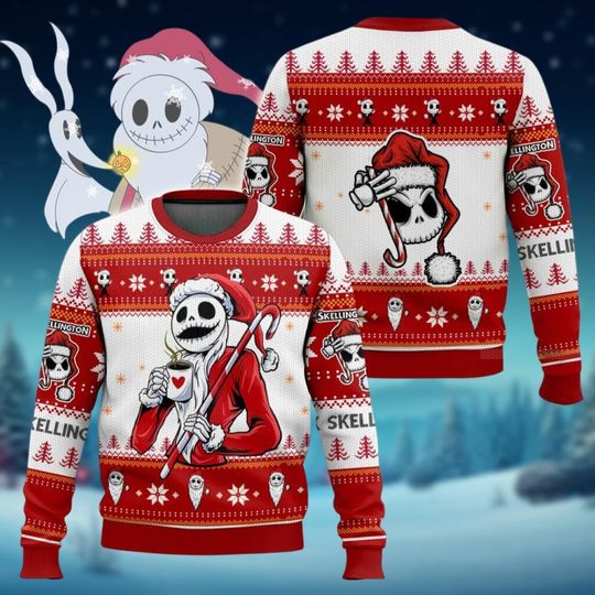 Jack Skellington Ugly Sweater, Santa Skellington Christmas Sweater, Nightmare Before Christmas Shirt, Jack And Sally Xmas Pary Gift