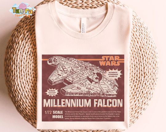 Star Wars 1977 Millennium Falcon Model Kit T-Shirt, Galaxy's Edge Gift, Perfect for Family Birthday