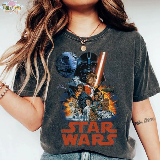 Disney Star Wars May The Force Be With You T-Shirt, Galaxy's Edge, Perfect for Star Wars Fans, Retro 80s