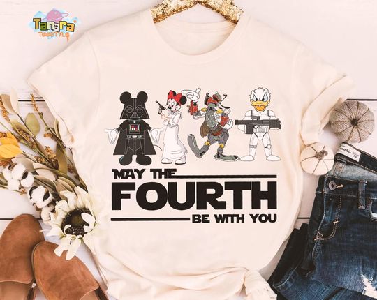 Discover Retro 90s Mickey Mouse Star Wars T-Shirt, May The Fourth Be With You, Funny Disney Shirt, Birthday Gift for Fans