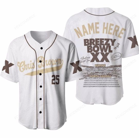 Discover Chris Brown Breezy Bowl XX Tour 2025 Mens Baseball Jersey