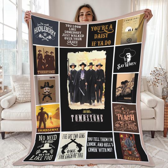 Tombstone Fleece Blanket, Doc Holliday Johnny Ringo William Brocius Wyatt Earp Blanket
