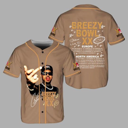 Discover Chris Brown Tour Jersey, Breezy Bowl Baseball Jersey, Chris Brown Shirt, Breezy Bowl XX 2025 Shirt, Chris Brown Fan Tee, Breezy Bowl Tee