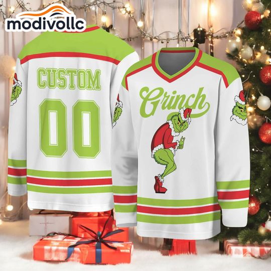 Custom funny character Hockey Jersey, Personalized Christmas funny character Outfit, Funny Holiday Party Jersey, Xmas Gift Idea