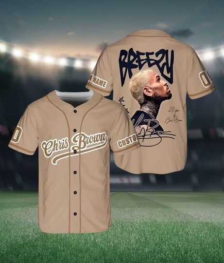 Discover Breezy Brown Baseball Jersey, Chris Brown Custom Name & Number Shirt, Rapper Music Fan Gift,Chris Brown Baseball Shirt