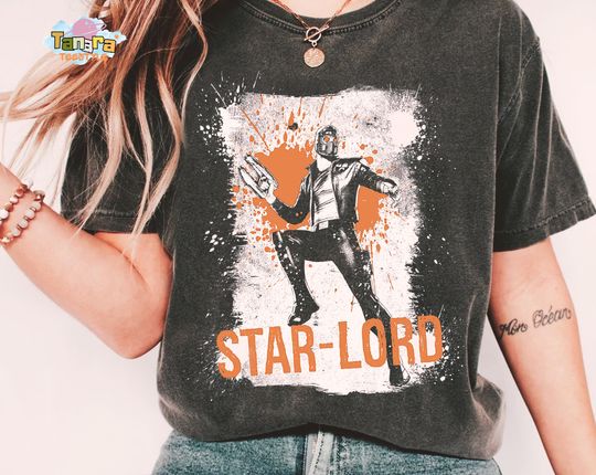 Retro 90s Marvel Star-Lord Splatter T-Shirt, Vintage Marvel Comics, MCU Fan Gift,Guardians of the Galaxy Shirt, Perfect for Fans