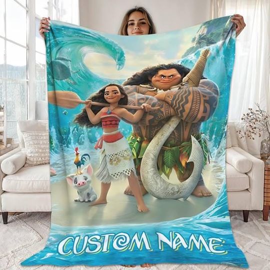Discover Custom Name Princess Moana Blankets, Moana 2 Fleece Blanket