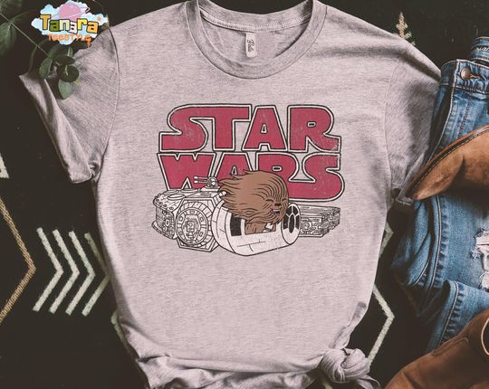 Retro 90s Star Wars Chewie Millennium Falcon T-Shirt, Perfect for Star Wars Fans, Wookiee Lover Gift