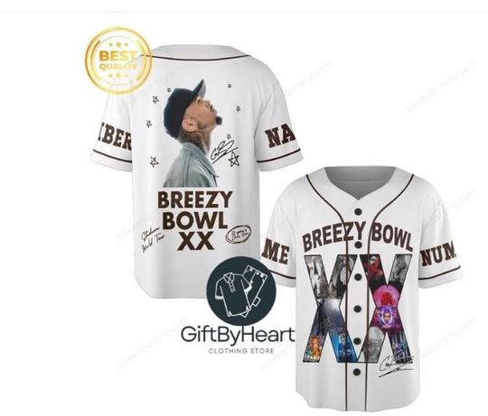 Discover Chris Brown Breezy Bowl XX Baseball Jersey, Breezy Bowl Tour XX Shirt, Breezy Bowl XX Shirt, Chris Brown Tour Shirt, Breezy Bowl 2025 Tee