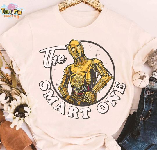 Discover Vintage Star Wars C-3PO T-Shirt, The Smart One Circle, Galaxy's Edge, Perfect for Star Wars Fans, Movie