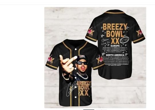 Discover Chris Brown Tour Jersey, Breezy Bowl Baseball Jersey, Breezy Bowl XX 2025
