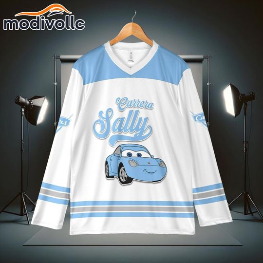 Discover Custom Disney Sally Carrera Hockey Jersey, Cars Shirt for Kids Youth Adults, Personalized Family Matching Outfit, Hockey Team Gift