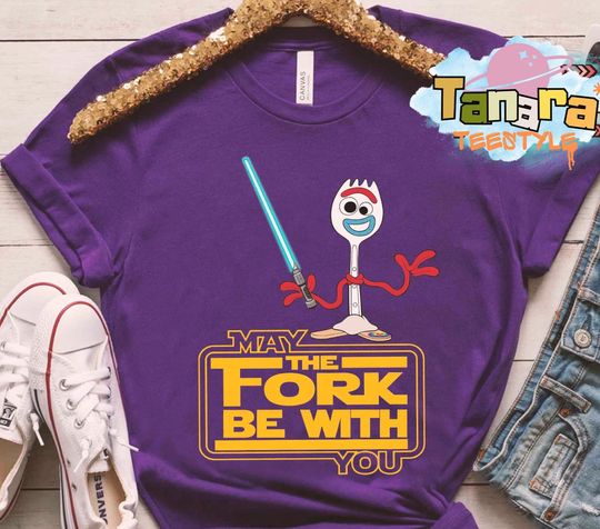 Discover Disney Star Wars Toy Story Forky May The Fork Be With You T-Shirt, Vintage Mashup Shirt, Perfect for Disney Parks Fans, Funny