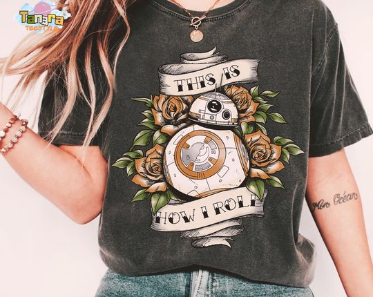 Discover Retro 90s Star Wars BB-8 How I Roll T-Shirt, Galaxy's Edge, Perfect for Droid Fans, Movie Gift