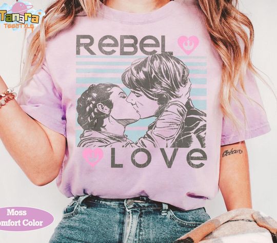 Star Wars Han Solo and Princess Leia Rebel Love T-Shirt, Galaxy's Edge Hollywood Studios, Movie Couple Gift.