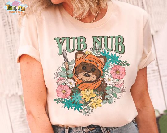 Discover Retro 90s Star Wars Wicket Ewok T-Shirt, Funny Nub Nub Floral, Perfect Gift for Star Wars Movie Fans