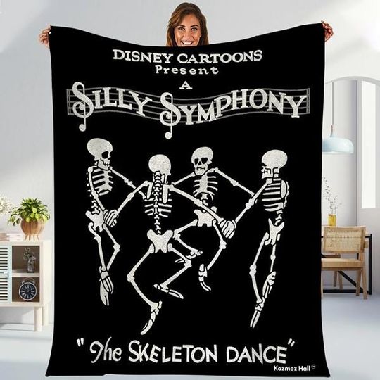 Disneyland Silly Symphony Skeleton Dance, Skeleton Throw, Dancing Skeleton Blanket