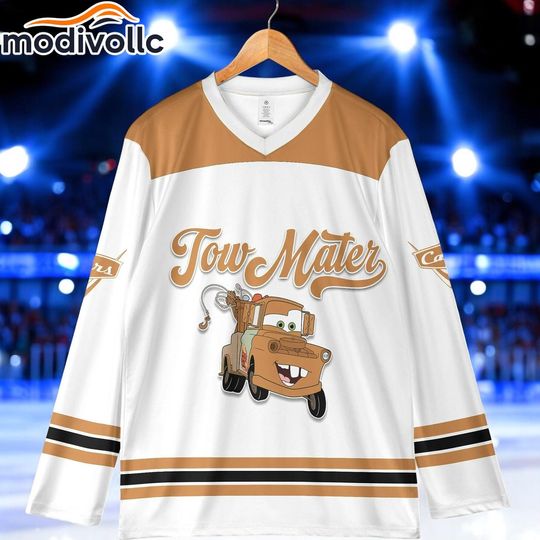 Discover Custom Tow Mater Hockey Jersey, Disney Cars Shirt for Kids Youth Adults, Personalized Family Matching Outfit, Hockey Team Gift