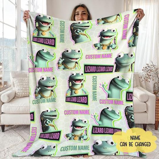 Lizard Lizard Lizard Meme Blanket, Viral Meme Lizard Blanket