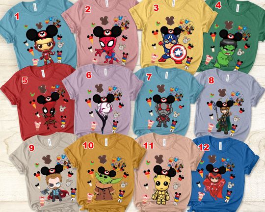 Baby Superheroes Snacks Kid Youth Toddler T-Shirt, Avengers Heroes Shirt, Iron Man Spiderman Captain America Hulk Marvel Shirts