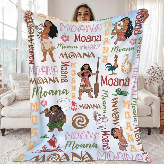 Personalized DisneyPrincess Moana Blanket, Princess Moana Birthday Girl Gift