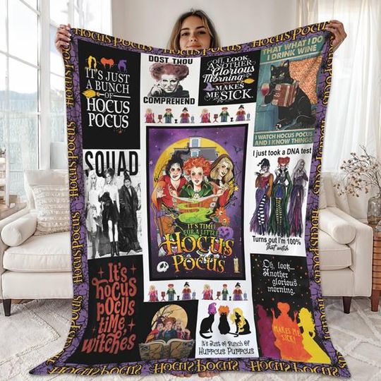 Personalized Name Hocus Pocus Blanket, Sanderson Sisters Blanket