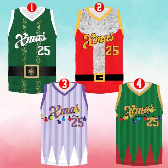 Christmas Jersey, Custom Basketball Jersey, Personalized Jersey, Holiday Team Jersey, Santa Basketball, Ugly Sweater Jersey Gift