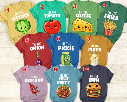 Discover Food Costume Halloween Group Shirts Hamburger Costume Food Group Costumes Family Halloween Shirts Matching Foody Costume Office Party