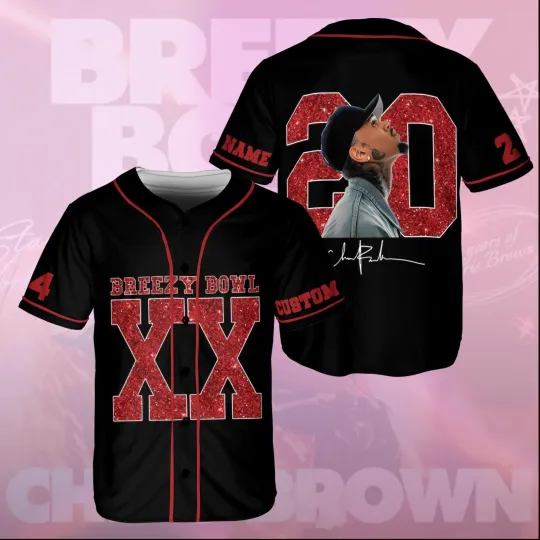 Discover Personalized Chris Brown Breezy Bowl XX Baseball Jersey 3D Unisex