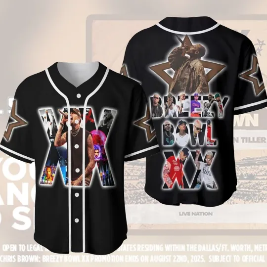 Discover Chris #Brown Breezy Bowl XX Tour Baseball Jersey, Breezy Bowl Tour Gift For Fans