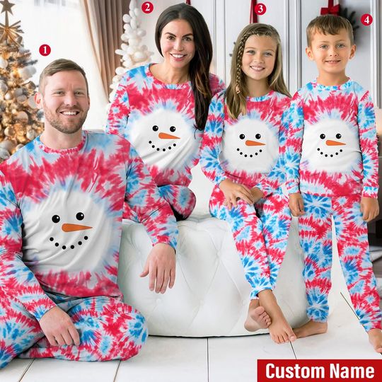 Snowman Family Pajamas Sets, Christmas Tree Pajama, Family Christmas Long Sleeve Two Piece Pajama, Matching Family