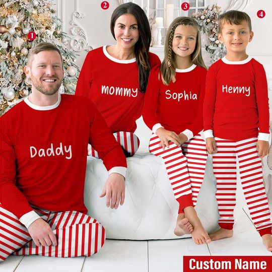 Discover Custom Family Christmas Pajama Set, Family Christmas Name Shirt, Personalized Christmas Family T-Shirt, Custom Christmas Shirt With Name