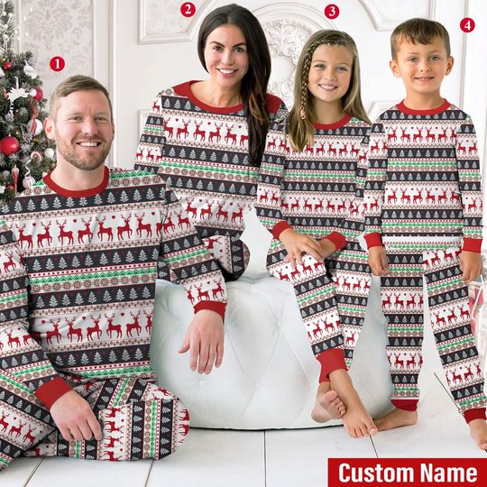 Discover Christmas Family Pyjamas, Christmas Matching Pajamas, Adult Kids Xmas Sets, Family Christmas Long Sleeve Two Piece Pajama, Holiday Pajamas