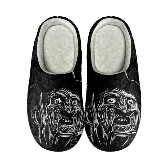 Freddy Kruege Cozy Slipper Spooky Season Fluffy Slipper, Horror Halloween A Nightmare On Elm Street Movie Slipper, Comfortable House Shoes