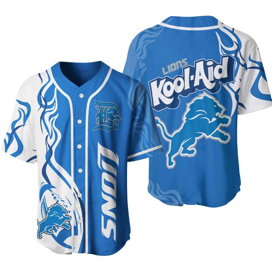 Detroit Lions Baseball Jersey, Detroit Lions Kool-Aid Baseball Jersey