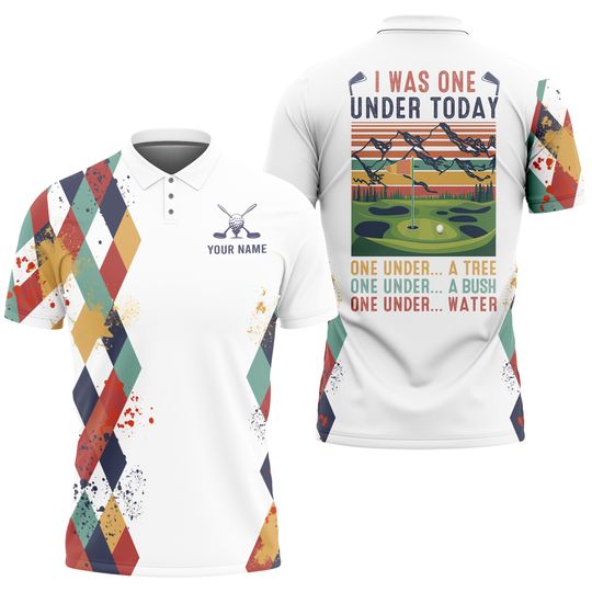 Personalized Argyle Golf Polo Shirt, Golf Lover Sleeveless Polo, I Was One Under Today Golf Polo, Golfers Gift