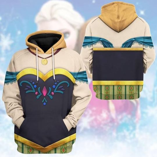 Discover Anna Frozen Halloween Costume Hoodie, Anna Cosplay Costume Sweatshirt, Frozen Cartoon Princess Costume 3D Sweatshirt , All Over Print Outfit