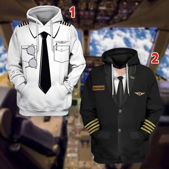 Discover Pilot Cosplay 3D Full Over Print Hoodie Sweatshirt Shirt, Pilot Job Costume Sweatshirt, Pilot Costume Halloween Outfit, Cosplay Halloween