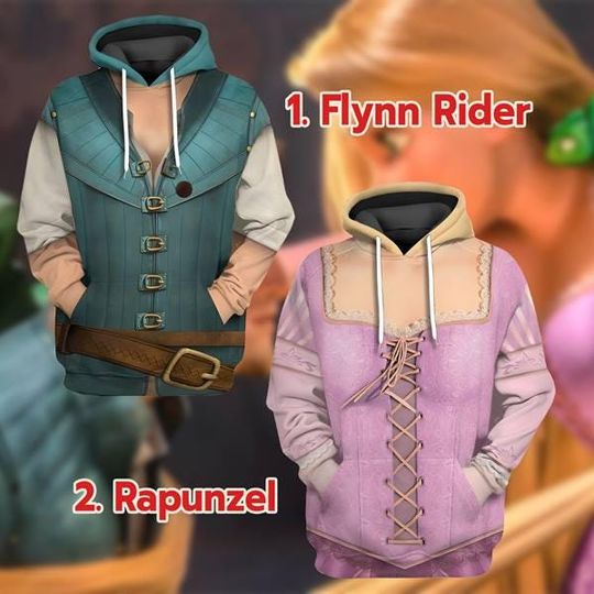 Rapunzel Princess Flynn Rider Tangled All Over Print Hoodie Shirt