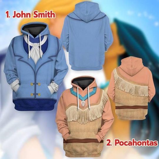 Discover Pocahontas John Smith Halloween Costume Hoodie, Pocahontas Cosplay Sweatshirt