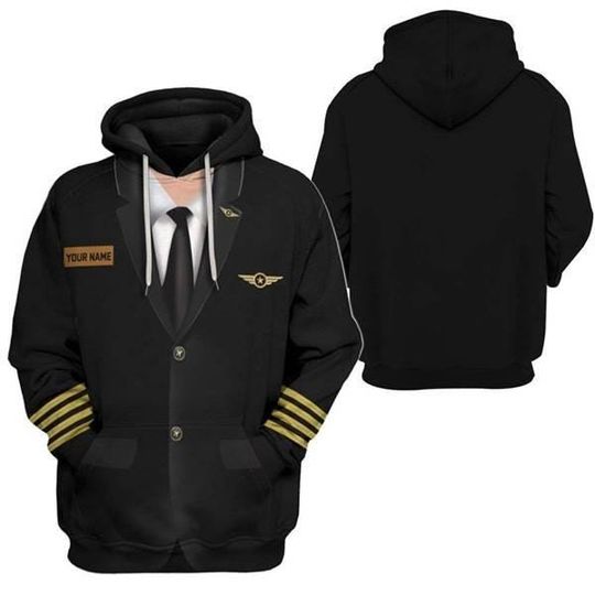 Discover Pilot Cosplay 3D Full Over Print Hoodie Sweatshirt Shirt, Pilot Job Costume Sweatshirt, Pilot Costume Halloween Outfit, Cosplay Halloween