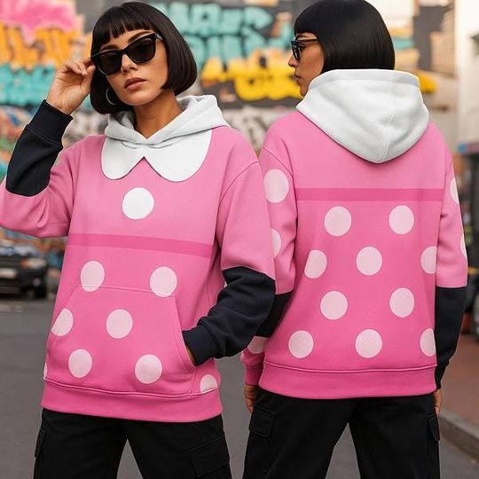 Discover Minnie Costume 3D All Over Print Hoodie, Halloween Cosplay Shirt, Magic Kingdom Trip Hoodie, Minnie Halloween Costume, Family Costume Family