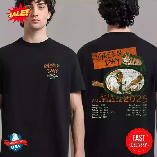 Green Day Asia And Australia 2025 Tour Merch Surgeon Artwork With Tour Dates