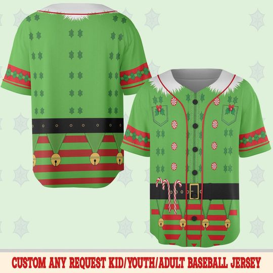 Discover Elf Christmas Baseball Jersey: 3D Full Print Xmas Cosplay Shirt