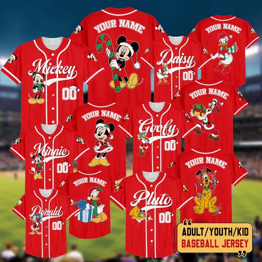 Discover Personalized Chip & Dale Double Trouble Disney Christmas Baseball Jersey, Custom Christmas Disney Family Matching Jerseys, Disneyland Shirt